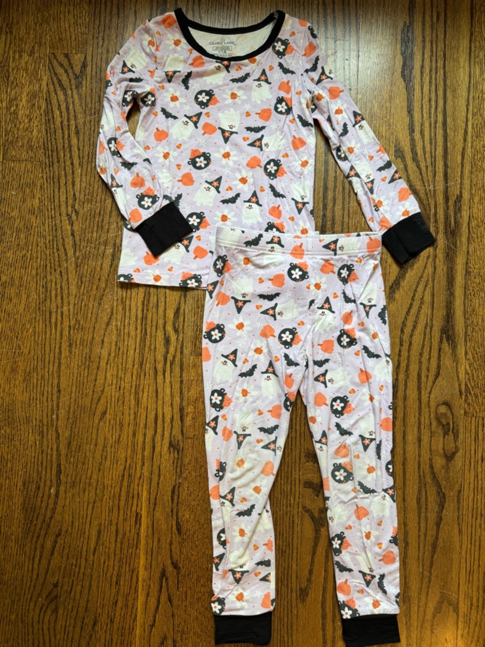 Caden Lane Pink Halloween Witch & Pumpkin Pajama Set